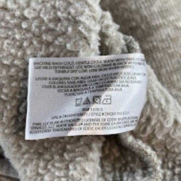 Eddie Bauer Quarter Zip Pullover Sweater Fleece Tan Men's Large - Picture 8 of 11